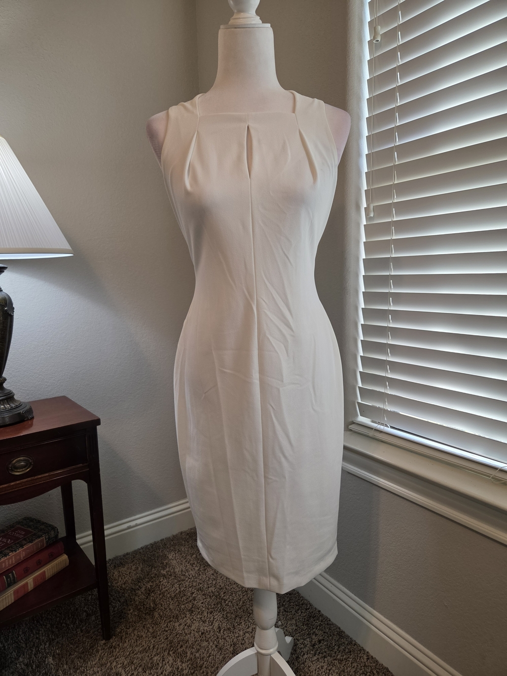 Calvin Klein Cream Sleeveless Sheath Dress